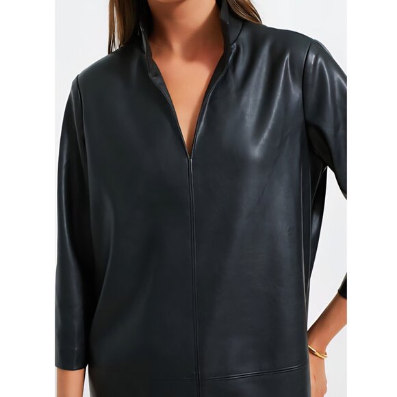 New! Tuckernuck - M - Black Leather Clifton Mini Dress - Picture 4 of 13
